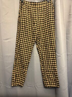 12th Tribe Tan & Black Checked Cropped Pants